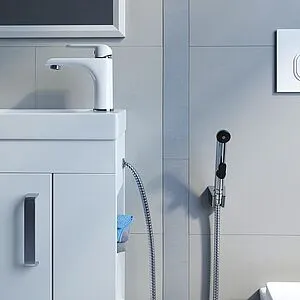 Смеситель для раковины с гигиеническим душем IDDIS Calipso белый/хром CALSB00i08 Смеситель для раковины с гигиеническим душем IDDIS Calipso белый/хром CALSB00i08, 3