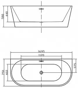 Ванна акриловая Swedbe Vita 170x75 8828, 3