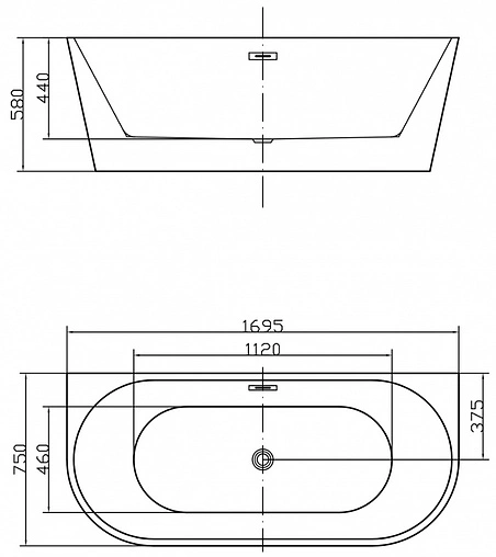 Ванна акриловая Swedbe Vita 170x75 8828