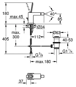 Смеситель для биде Grohe Eurocube Joy хром 23664000 Смеситель для биде Grohe Eurocube Joy хром 23664000, 2