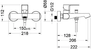 Смеситель для ванны Aquatek Оберон хром AQ1240CR Смеситель для ванны Aquatek Оберон хром AQ1240CR, 2