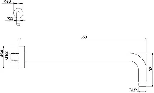 Держатель верхнего душа на стену Aquatek чёрный матовый AQ2174MB