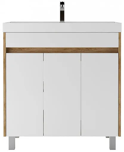 Тумба-умывальник напольная Домино Karlo 80 белый/дуб вотан DK5304T+4627173210188