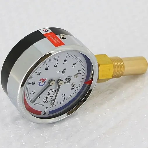 Термоманометр радиальный Росма ТМТБ-31Р.1 80мм 10 бар 120°С гильза 46мм ½&quot; 00000002331