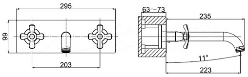 Смеситель для раковины из стены D&amp;K Hessen Lorsch хром DA1414401