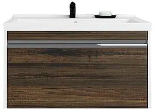 Тумба-умывальник подвесная Aquaton Капри 80 таксония темная/белый 1A2302K1KPDB0, 1