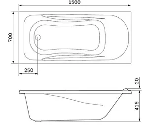 Ванна акриловая Am.Pm Sense 150x70 W76A-150-070W-A Ванна акриловая Am.Pm Sense 150x70 W76A-150-070W-A, 2