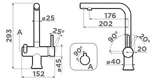 Смеситель для кухни с подключением к фильтру Omoikiri Hotaru-R вороненая сталь/красный 4994026, 2
