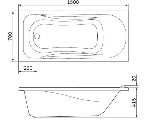 Ванна акриловая Am.Pm Sense 150x70 W76A-150-070W-A