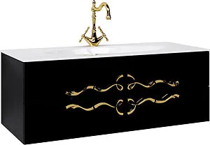 Тумба-умывальник подвесная Clarberg Due Amanti Т12/BLK 120 чёрный DUE0112BLK+DUER8GL+El.12.04.D Тумба-умывальник подвесная Clarberg Due Amanti Т12/BLK 120 чёрный DUE0112BLK+DUER8GL+El.12.04.D, 1