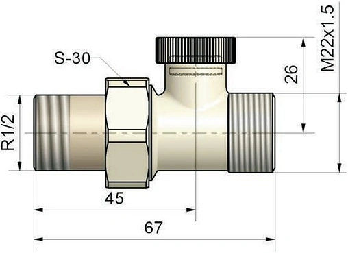 Вентиль запорный прямой М22x1.5 x ½&quot;н Schlosser Standard 601300008