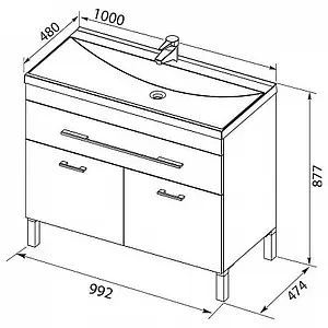 Тумба под умывальник напольная Aquanet Верона 100 белый 00182710, 2
