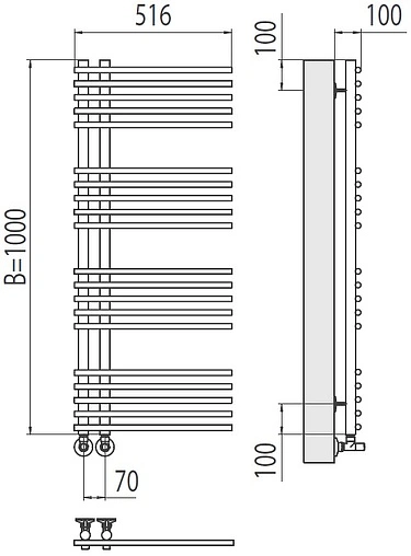 Полотенцесушитель водяной лесенка Terminus Астра П20 70х1000 полированная сталь 4670078530493