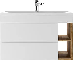 Тумба-умывальник подвесной Домино Frost 80 белый/дуб вотан DF3402T+4670142930273, 3