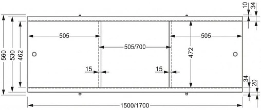 Панель для ванны фронтальная Cersanit Universal/3 150 белый PA-TYPE3*150-W
