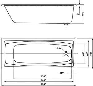 Ванна акриловая BERGES Feya 170x70 050012 Ванна акриловая BERGES Feya 170x70 050012, 2