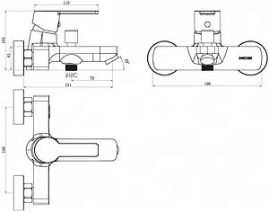 Смеситель для ванны Swedbe Kronos хром 2030 Смеситель для ванны Swedbe Kronos хром 2030, 2
