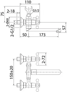 Смеситель для ванны Milardo Duplex хром DUPSB02M02 Смеситель для ванны Milardo Duplex хром DUPSB02M02, 2