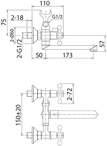 Смеситель для ванны Milardo Duplex хром DUPSB02M02
