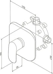 Смеситель для душа скрытого монтажа Am.Pm Sensation хром F3075000 Смеситель для душа скрытого монтажа Am.Pm Sensation хром F3075000, 2