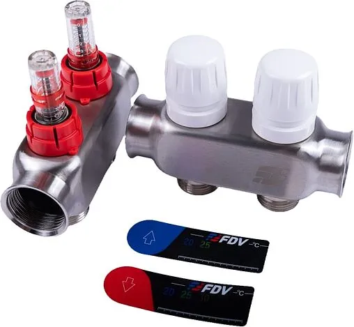 Группа коллекторная с расходомерами 2 отвода 1&quot;в/в x ¾&quot;ек FDV S1101A-½