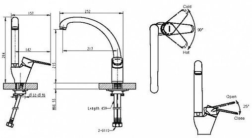 Смеситель для кухни Bravat Emeralda хром F7135147CP-1-RUS