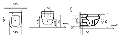Унитаз подвесной безободковый VitrA D-Light Rim-Ex белый 5911B003-1086
