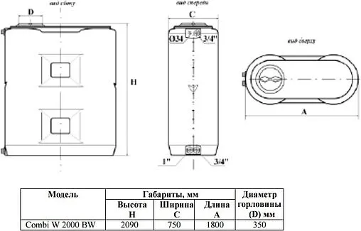 Бак для воды Aquatech Combi W-2000 BW сине-белый EMO(A)COMBI-02000BW-SP