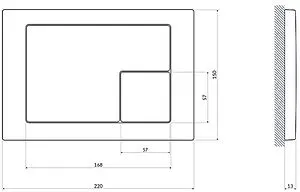 Комплект 6 в 1 Cersanit Carina XL CO DPL EO slim 64441 с кнопкой Corner хром глянцевый, 4