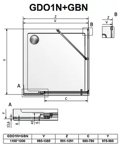 Душевое ограждение 1100x1000мм прозрачное стекло Roltechnik Elegant Neo Line GDO1N+GBN/1100*1000 188-1100000-00-02+189-1000000-00-02 Душевое ограждение 1100x1000мм прозрачное стекло Roltechnik Elegant Neo Line GDO1N+GBN/1100*1000 188-1100000-00-02+189-1000000-00-02, 2