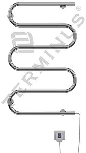 Полотенцесушитель электрический Ш-образный Terminus Электро 25 ПСЭ Ш 500х800 полированная сталь 4620768883965, 1