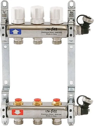 Группа коллекторная распределительная 3 отвода 1&quot;в/в x ¾&quot;ек Uni-fitt 451I4303