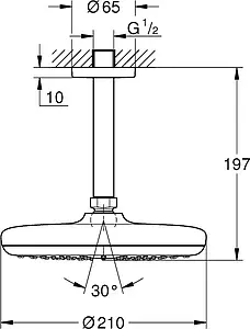Лейка верхнего душа с потолочным креплением Grohe Tempesta хром 26413000 Лейка верхнего душа с потолочным креплением Grohe Tempesta хром 26413000, 2