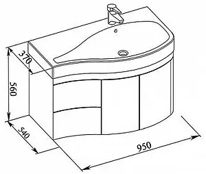 Тумба-умывальник подвесная Aquanet Сопрано 95 R белый 00169633+НФ-00007880, 2