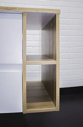 Тумба под умывальник подвесной Домино Frost 70 белый/дуб вотан DF3401T