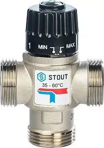 Трехходовой термостатический смесительный клапан 1&quot; +35...+60°С Kvs 2.5 Stout SVM-0020-256025, 3