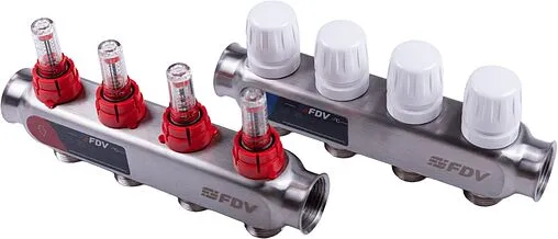 Группа коллекторная с расходомерами 4 отвода 1&quot;в/в x ¾&quot;ек FDV S1101A-¼