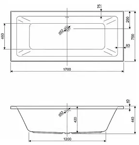 Ванна акриловая Cezares Plane 170x75 Ванна акриловая Cezares Plane 170x75, 2