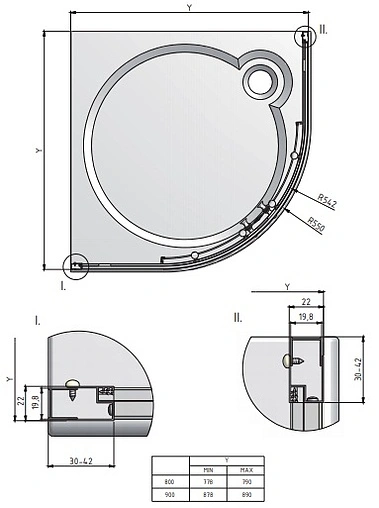 Душевое ограждение 900x900мм прозрачное стекло Roltechnik Proxima Line PXR2N/900 531-900R55N-00-02