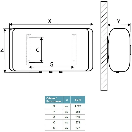 Водонагреватель накопительный электрический Thermex Flat Plus Pro IF 80 H (pro) 151031