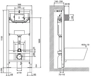 Инсталляция для подвесного унитаза Set 3 в 1 BelBagno BB001-120/BB007-PR-NERO.M с кнопкой черный матовый Инсталляция для подвесного унитаза Set 3 в 1 BelBagno BB001-120/BB007-PR-NERO.M с кнопкой черный матовый, 2