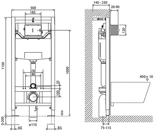 Инсталляция для подвесного унитаза Set 3 в 1 BelBagno BB001-120/BB007-PR-NERO.M с кнопкой черный матовый Инсталляция для подвесного унитаза Set 3 в 1 BelBagno BB001-120/BB007-PR-NERO.M с кнопкой черный матовый