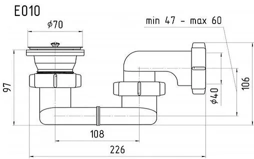 Сифон для душевого поддона Ани Пласт хром E010 Сифон для душевого поддона Ани Пласт хром E010