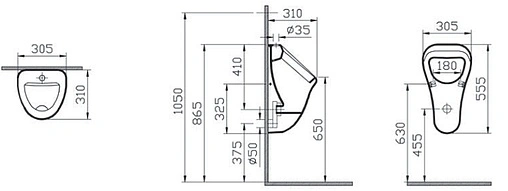 Писсуар с внешним подводом воды VitrA Arkitekt белый 6202B003-0198