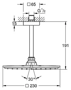 Лейка верхнего душа с потолочным креплением Grohe Rainshower Allure хром 26055000, 2
