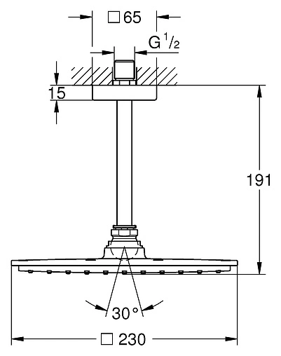 Лейка верхнего душа с потолочным креплением Grohe Rainshower Allure хром 26055000
