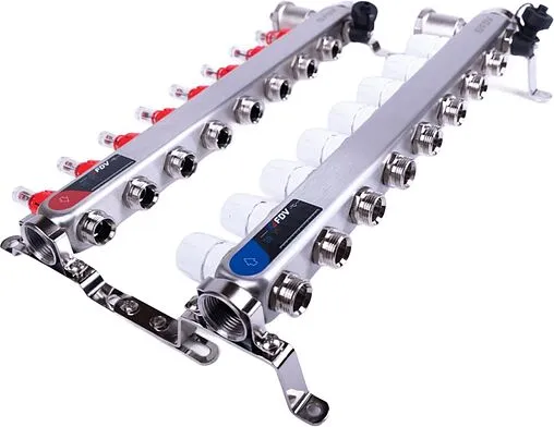 Группа коллекторная с расходомерами 8 отводов 1&quot;в/в x ¾&quot;ек FDV S1103C-2/8