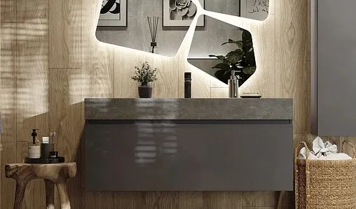 Тумба под умывальник подвесная Raval Facet 120 антрацит Fac.01.120/P/A/RL