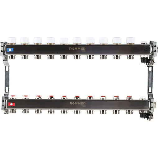 Группа коллекторная без расходомеров 10 отводов 1&quot;в/в x ¾&quot;ек Rommer RMS-3201-000010