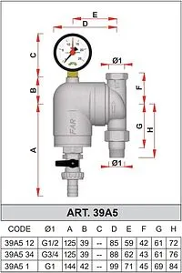 Фильтр тонкой очистки воды 1"н x 1"в Far FA 39A5 1100 Фильтр тонкой очистки воды 1"н x 1"в Far FA 39A5 1100, 2